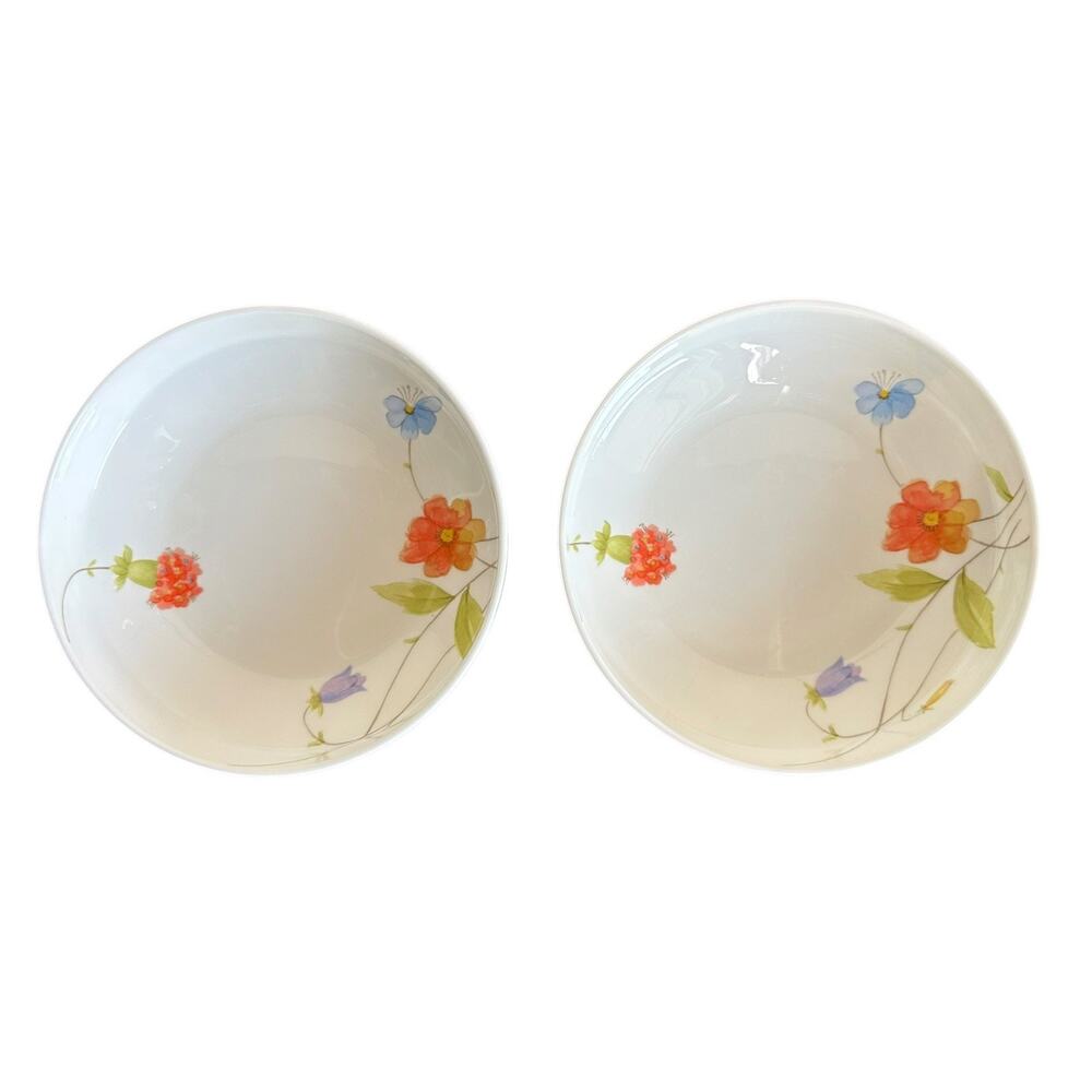 Vintage Mikasa Just Flowers A4-182 6.5โ Bone China Bowls Narumi Japan Set of 2